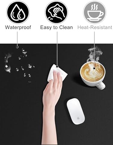TopMade Wireless Charging Mouse Pad, 31.5"x15.75" XXL Extra Large Gaming Mousepads Waterproof Desk Pad with Ultra-Smooth Surface, Non-Slip Base, Classic Black Computer Desk Mat for MacBook, PC, Laptop - Image 6