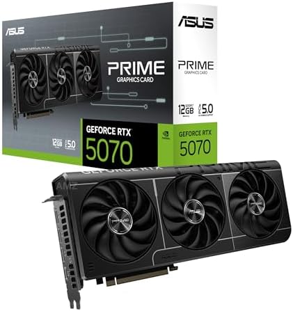 ASUS Prime GeForce RTX 5070 12GB GDDR7 Gaming Graphics Card (NVIDIA Blackwell Architecture and DLSS 4, 2.5 Slot Design, SSF, PCIe 5.0, 3X DisplayPort 2.1b, 1x HDMI 2.1b, PRIME-RTX5070-12G) by Unknown