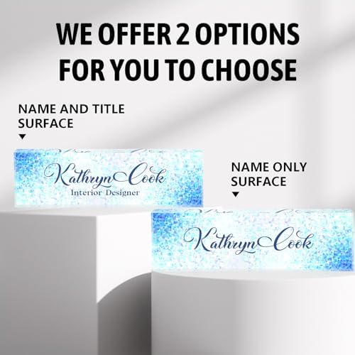 Personalized Desk Name Plate - Blue Diamonds, Office Decor Gift for Teacher, Boss, Employee Appreciation - Image 2