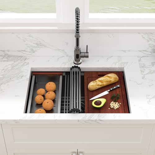 Sarlai 27 Undermount Kitchen Sink Black Stainless Steel 27x19 Workstataion - Image 3