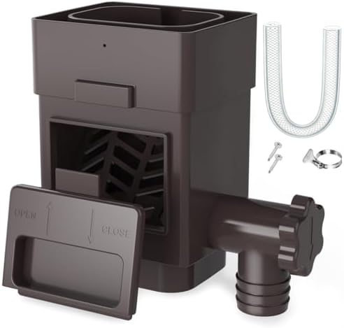 Anivia Rain Barrel Diverter Kit, Fits 2x3 or 3x4 in, Valve & Filter, Brown by Anivia