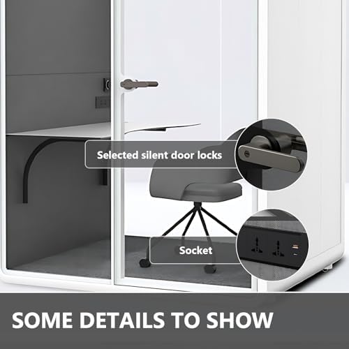 Office Sound Booth with Audio Privacy - Portable Soundproof Booth Includes White Frame with Curved Corners,Soundproof Room with Light,Fans, Magnetic Door Lock&Table for Study (62.99IN) - Image 6
