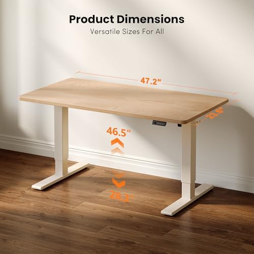 CubiCubi 48 x 24 Electric One-Piece Standing Desk, Maple - Image 2