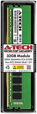 A-Tech 32GB DDR4 2666 MHz UDIMM PC4-21300 (PC4-2666V) CL19 DIMM 2Rx8 Non-ECC Desktop RAM Memory Module by A-TechComponents