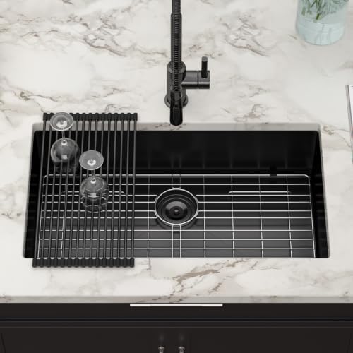 32 Inch Matte Black Undermount Kitchen Sink - Image 3