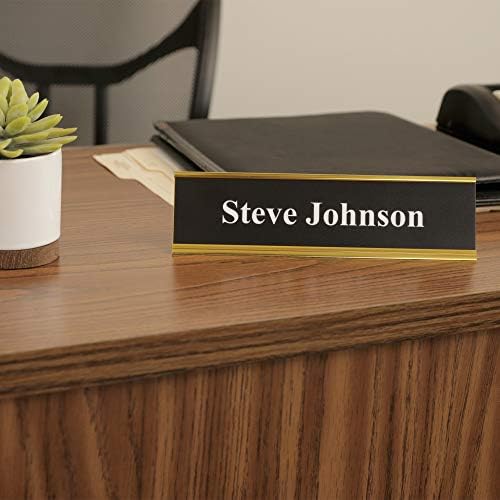 ExcelMark 2"x 8"Aluminum Name Plate Holder for Desk - Set of 5 - Office Business Door Sign Holder - Gold - Image 5