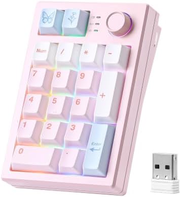 YUNZII AL21 Aluminum Wireless Number Pad (Pink, Cocoa Cream V2 Switch) by YUNZIIMECHANICALKEYBOARD