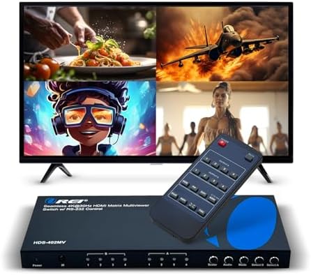 OREI 4x2 Quad Multi HDMI Viewer 4K Downscale RS-232 IR 3.5mm/Analog OSD by OREI