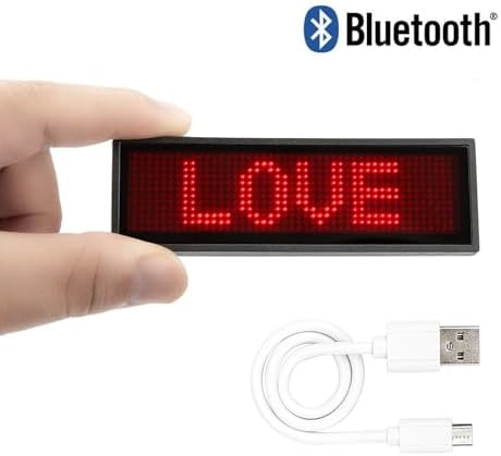 Bluetooth Led Name Badge, Wireless Rechargeable LED Tag Scrolling Message Badge Smartphone Programmable Business Badges with Magnet and Pin (Red) - Image 2