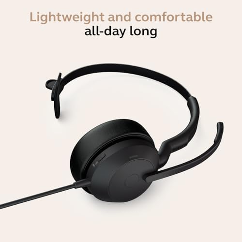 Jabra Evolve2 50 Wired Single-Ear Headset - Noise Cancelling Headphones, Bluetooth Headset for Work with Noise Cancelling Microphones, Works with Online Meeting Platforms Like Zoom & Google, Black - Image 3