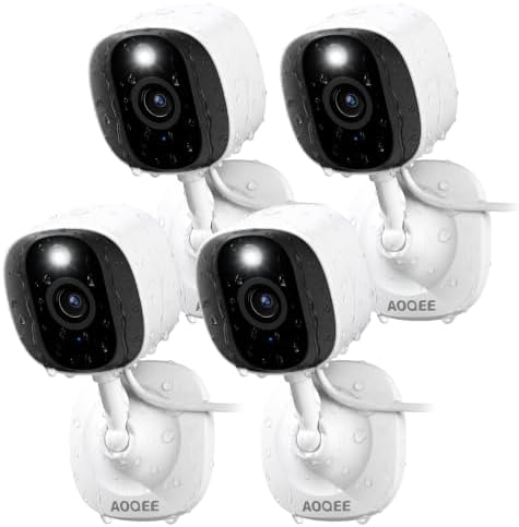 AOQEE 2K Indoor/Outdoor Camera, IP65 Water Resistant & White Light, C1 4Pcs by AOQEE