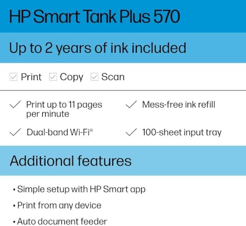 HP Smart Tank Plus 570 Wireless All-in-One Ink Tank Printer with up to 2 Years of Ink Included (5HX14A) - Image 3