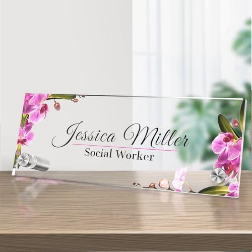 Personalized Acrylic Office Desk Name Plate with Standoff Barrels by nyareka