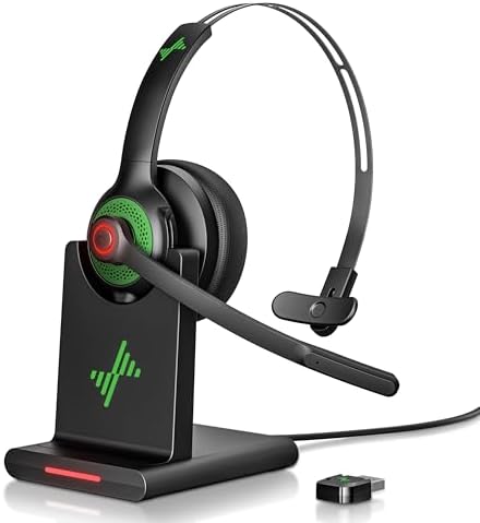 Bluetooth Wireless Headset with Mic for Work, Bluetooth 5.2, Advanced Noise Reduction Microphone, Clear Calls - Comfortable On-Ear Headphones, Applicable to PC, Laptop, Phone, Android, Zoom, Office by JIAMQISHI