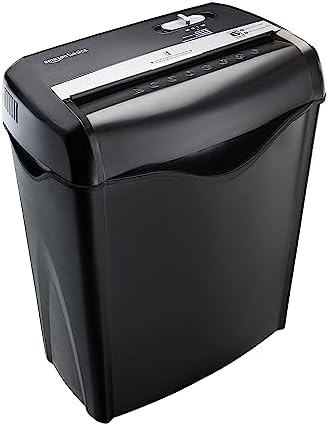 Amazon Basics 6-Sheet Cross-Cut Paper and Credit Card Shredder with 3.8 Gallon Bin, Shreds Staples, Black by AmazonBasics