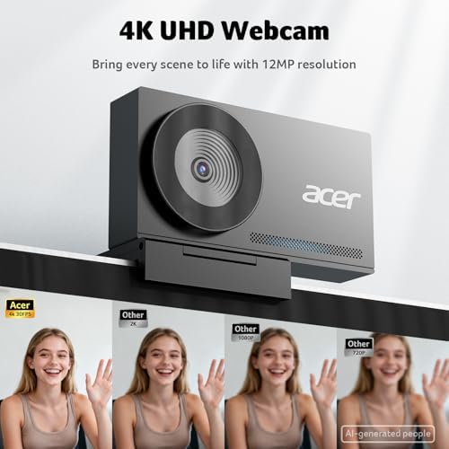 Acer 4K Webcam for PC/Mac with All-Metal Unibody Sculpted, Sony 1/2" Sensor, PDAF, 2 Noise Reduction Mics, Privacy Cover for Switch 2/Zoom/Teams/Facetime/YouTube/Google Meet - Image 3