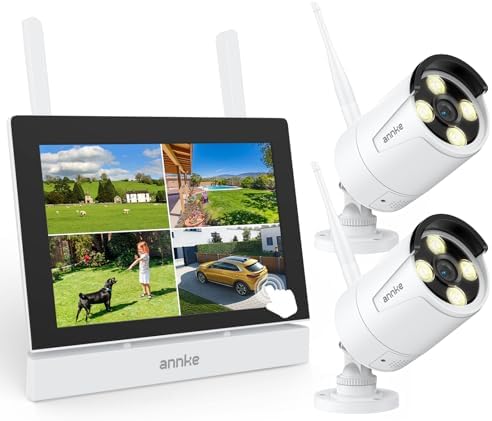 ANNKE Wireless Security Camera System, 7'' Touch Screen Monitor, 64GB SD by ANNKE