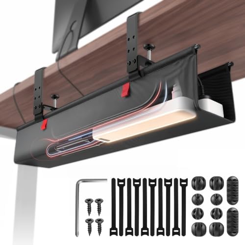 48 Inch Under Desk Cable Management Tray No Drill Desk Cord Management Organization, Large-Capacity Cable Organizer for Home and Office Work Accessories by AxPower