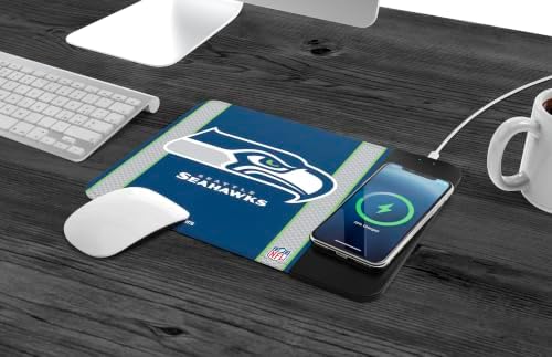 SOAR NFL Official Established Primary Logo Wordmark Home Office Wireless Charging Mouse Pad Mat 11.8" x 8.6" (Seattle Seahawks) - Image 2