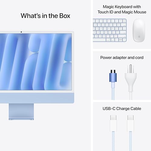 Apple 2024 iMac All-in-One Desktop Computer with M4 chip with 10-core CPU, 10-core GPU: Built for Apple Intelligence, 24GB Unified Memory, 512GB SSD Storage; Blue with AppleCare+ (3 Years) - Image 6