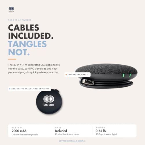 Boom Giro Conference Speakerphone with 360° Omnidirectional Mic, Full Duplex HD Audio, Acoustic Echo Cancellation & Noise Reduction, USB & Bluetooth, Portable for Zoom, Teams & Google Meet - Image 4