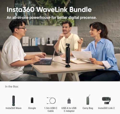 Insta360 WaveLink Bundle- Professional Speakerphone with AI Recording Suite,Voice Recorder, 8 Noise-Canceling Mics w/Beamforming, AI Transcript, 99 Languages, 32GB, Meetings(Wave+Link 2) - Image 2
