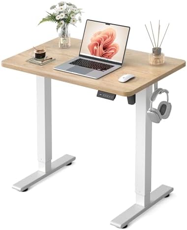 FEZIBO 32" Small Electric Standing Desk Height Adjustable Desk, Maple by FEZIBO