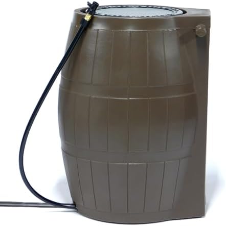 FCMP Outdoor Raincatcher 4000 Rain Barrel, Flat-Back Rainwater Catcher with Spigots, 50 Gallon, Brown - Portable Water Storage Container Tank for Home, Garden, and Backyard - Image 6