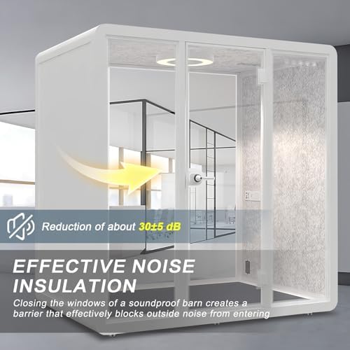 White Office Pod Booth 87IN (White Simple Appearance Design)(Reduce Noise by 25-35 Decibels)(Silent Fresh Air System) Soundproof Booth with Lighting,Universal Wheel for Meeting - Image 3