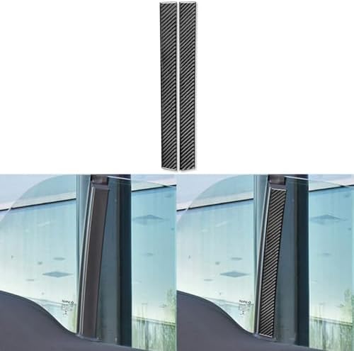 Car Inside Window Pillar B-Pillar Panel Decorative Strip Cover Sticker Real 3K Black Carbon Fiber Trim Compatible with Benz Smart 2016 2017 2018 2019 2020 2021 Auto Interior Accessories by PJFUS
