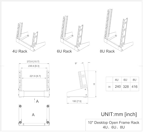 8U Small Desktop Network Rack 10" Mini Open Frame Server Rack - Image 4