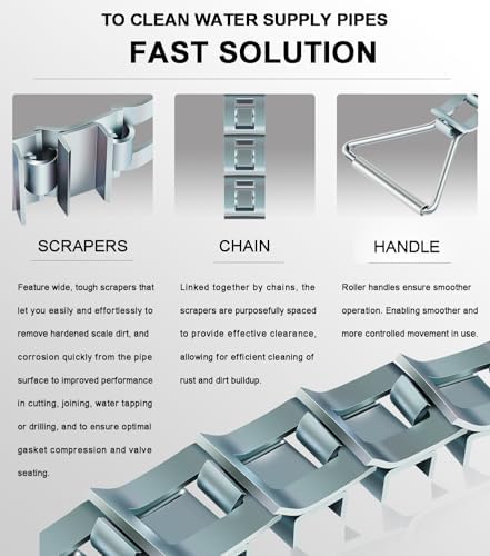 Steel Pipe Descaler For 3"-12" Pipes, Heavy Duty 33" Zinc-Plated Steel Pipe Descaling Tool, Easily Remove Scale, Dirt, Rust And Mineral Buildup From Pipes and Tubes - Image 4