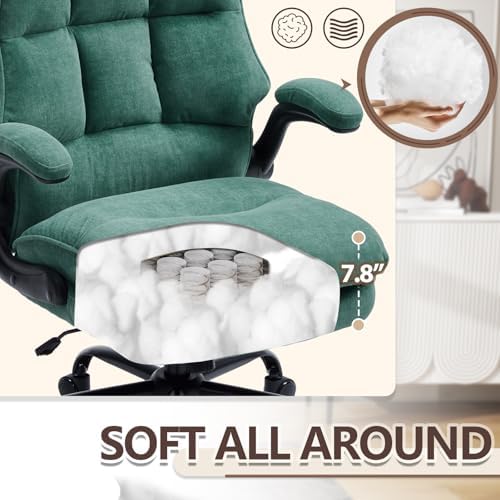 Comfy Office Chair Soft and Double Cushioned Ergonomic Computer Desk Chairs for Long Hours Executive Office Chair with Flip-up Armrests and Height Adjustment for Home Office Tealblue - Image 4