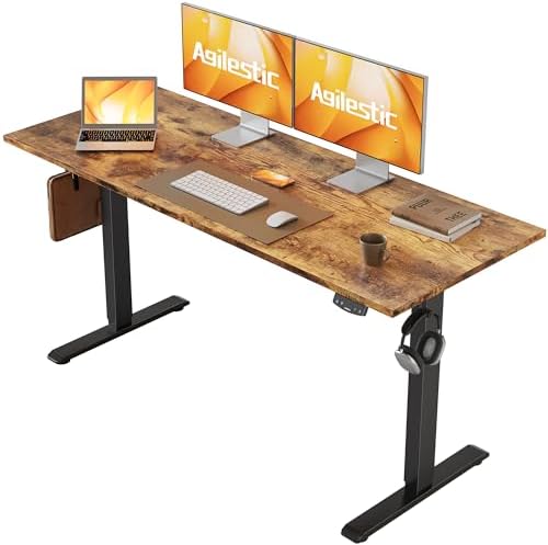 Agilestic 55*24 Inch Height Adjustable Electric Standing Desk, Rustic Brown by Agilestic