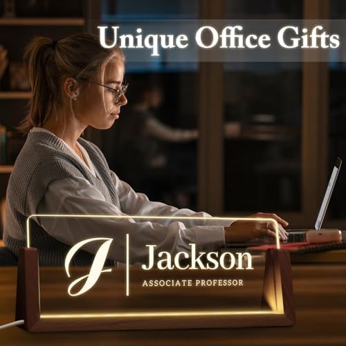 Custom Light Up Name Plate for Desk, Desk Name Plate Personalized with Logo, Employee Appreciation Gift, Personalized Office Gifts for Boss Coworkers Teacher, Office Decor for Women Men (Initials Style) - Image 6