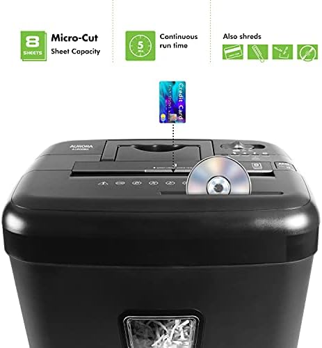 Aurora AU808MA High-Security 8-Sheet Micro-Cut Paper, CD/DVD and Credit Card Paper Shredder - Image 2