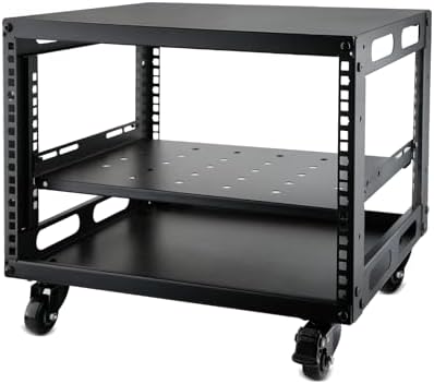 6U Open Frame Server Rack with Wheels Free Standing Network Server Rack for Servers & AV Gear Black by JIZEUO