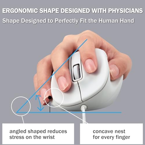 ELECOM Wired USB Ergonomic Shape Mouse, Silent Click, Right Hand, 2000DPI, 5 Buttons, Optocal Sensor, Compatible with PC, Mac, Laptop, EX-G, Lsize White (M-XGM30UBSKWH) - Image 2