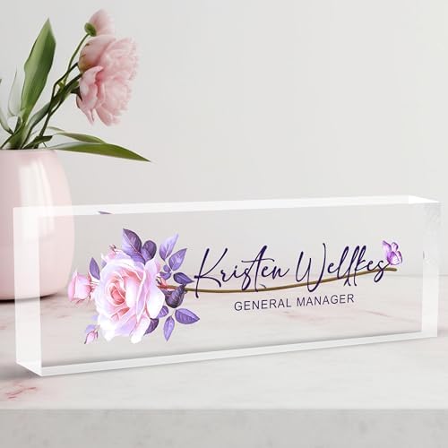Custom Personalized Name Plate - Office Desk Decor for Women & Men, Employee Appreciation Gifts by AeekdookWoodenPuzzles