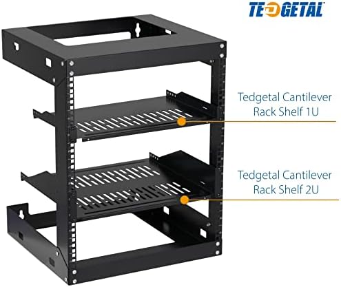 12U Wall Mount Rack Open Frame 19 Inch Server Equipment 2 Post Network Cabinet 18 inches Depth Black by Tedgetal - Image 7