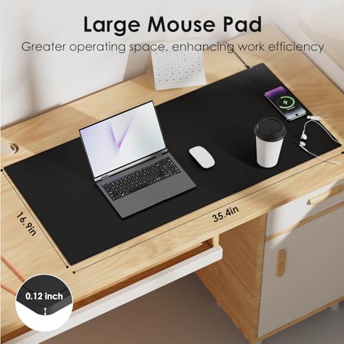 Wireless Charging Desk Pad, 15W Fast Charge, 35.4"x16.9" (Right) - Image 2