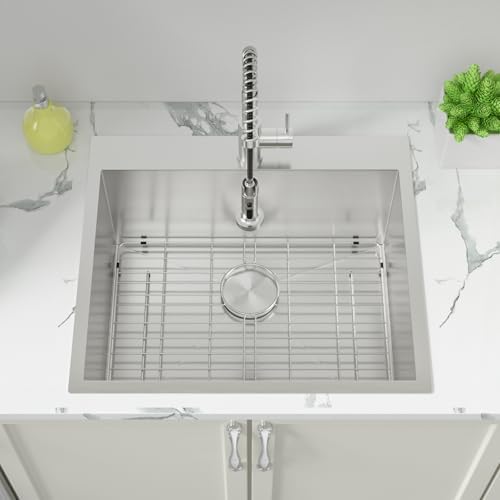 Sarlai Laundry Sink with Faucet - Drop In 25"x22"x12" Deep Laundry Utility Kitchen Sink Drop-in Topmount Single Bowl Sink 16 Gauge Stainless Steel Kitchen Laundry Room Sinks Basin - Image 5