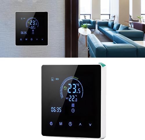 Smart Floor Heating Thermostat, Programmable Touch LCD Temperature Controller with Color Display AC 90V 240V 4500W for Home Office PC Flame Retardant Shell - Image 3