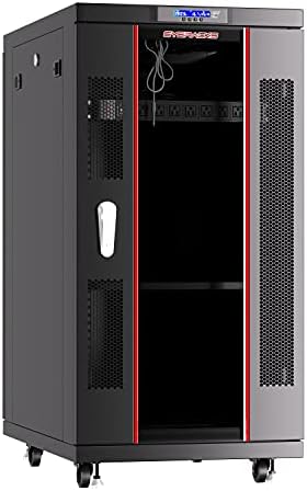 Sysracks 22U Server Rack Cabinet, 39" Deep, Glass Door, 19-Inch by SYSRACKS