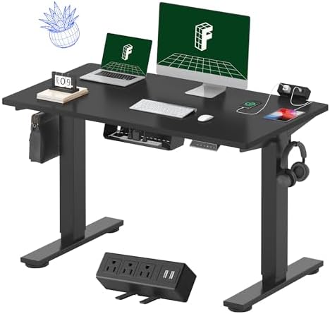 FLEXISPOT EN2 48"x24" Standing Desk with Power Strip Bundle, Black by Unknown