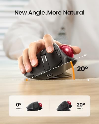ProtoArc EM01 NL Wireless Trackball Mouse, Rechargeable Thumb Control, Red - Image 2