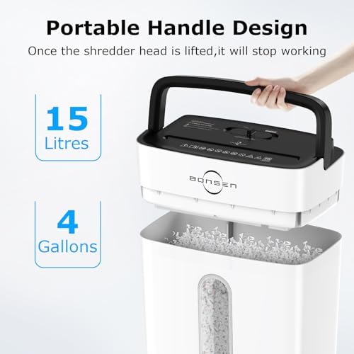 Bonsen 10-Sheet Cross Cut Paper Shredder for Home Office Heavy Duty, White - Image 4