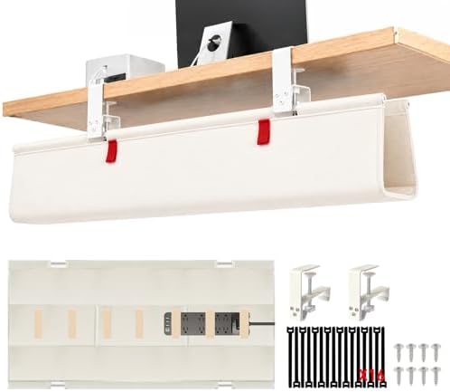 No Drill Under Desk Cable Management Tray, 36" Desk Cable Organizer by Unknown