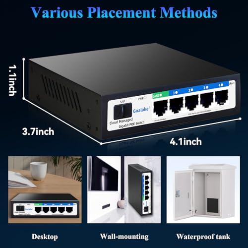 6-Port Gigabit PoE Switch for Small Business&Home Security(4 Gigabit PoE Ports,1 Gigabit Uplink,1 SFP Fiber Slot)52W High Power for IP Cameras/WiFi APs,Easy Managed VLAN/QoS,Fanless Metal,250m Extend - Image 7