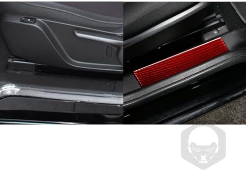Real Soft Red Carbon Fiber Car Door Sill Plate Door Pedal Anti-Slip Strip Trim Sticker Auto Interior Decoration Accessories Compatible with Benz Smart 2016 2017 2018 2019 2020 2021(Near Seat) - Image 4